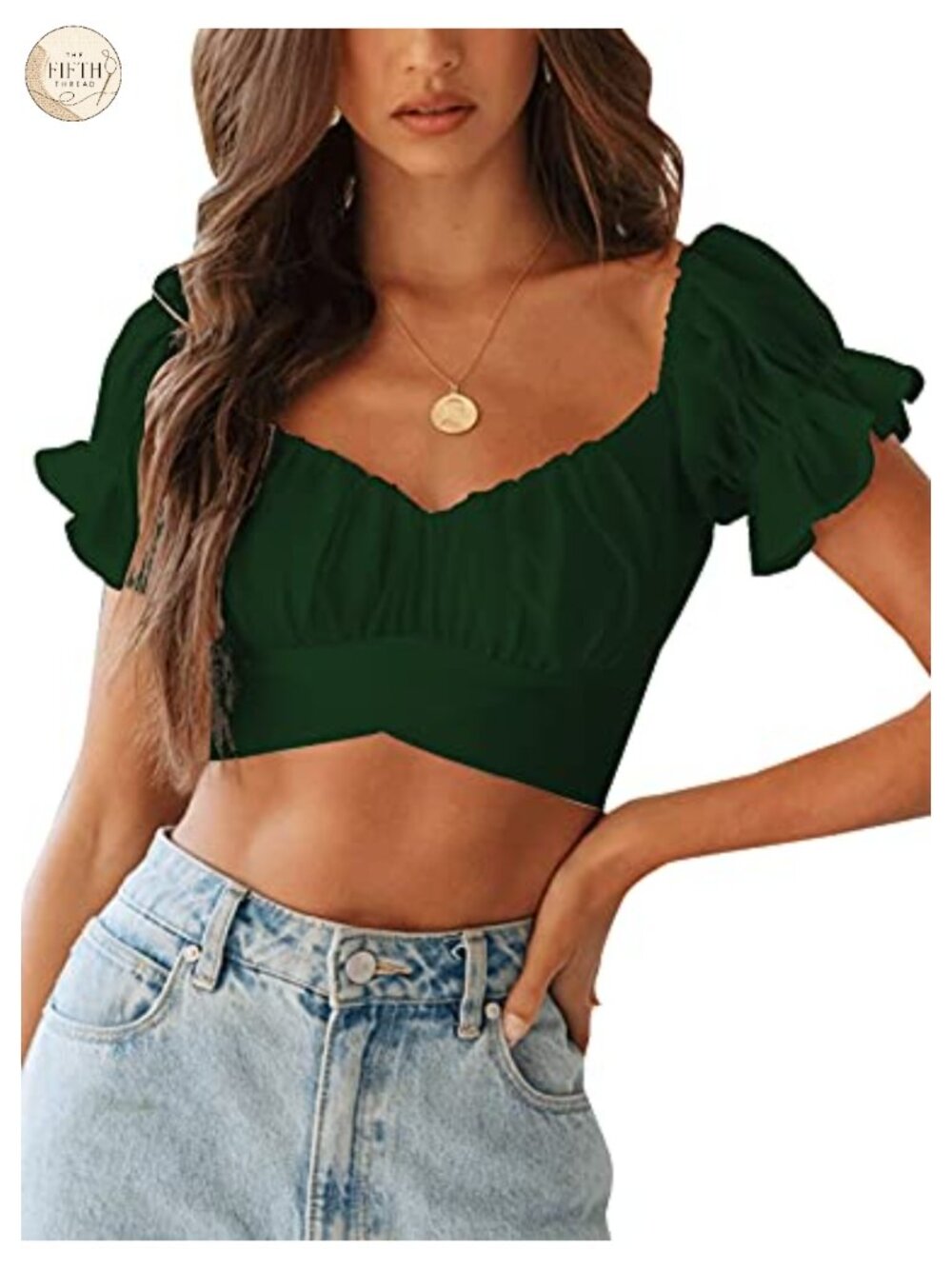 Women's Puff Short Sleeve Crop Top Ruffle Off Shoulder Blouse